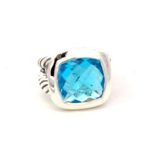 David Yurman Blue Topaz Ring Size 7 Sterling Silver Estate DY599